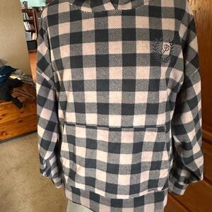Plaid Black and Cream hoodie size xl